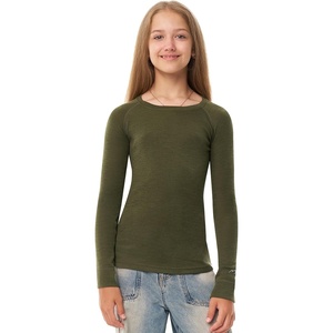 100% Merino Wool Base Layer Kids, Midweight Long Sleeve, Thermal Underwear(Dark Olive)