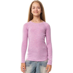 100% Merino Wool Base Layer Kids, Midweight Long Sleeve, Thermal Underwear(Heather Lilac)