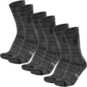 Merino Wool Socks for Men & Women – 3-6 Pack Wool Hiking Socks – Crew Style(Black Marble Pack of 3)