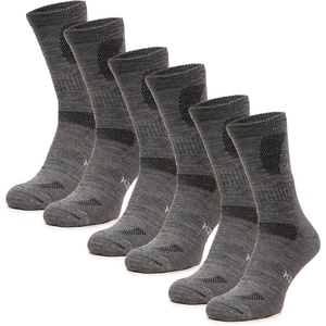 Merino Wool Socks for Men & Women – 3-6 Pack Wool Hiking Socks – Crew Style(Light Grey Pack of 3)