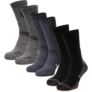 Merino Wool Socks for Men & Women – 3-6 Pack Wool Hiking Socks – Crew Style(Multicolor: Light Grey  Charcoal  Black)