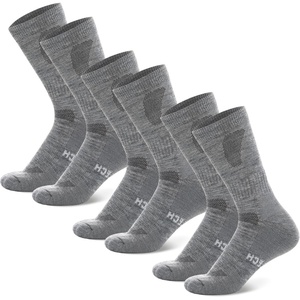 Merino Wool Socks for Men & Women – 3-6 Pack Wool Hiking Socks – Crew Style(Silver Grey Pack of 3)