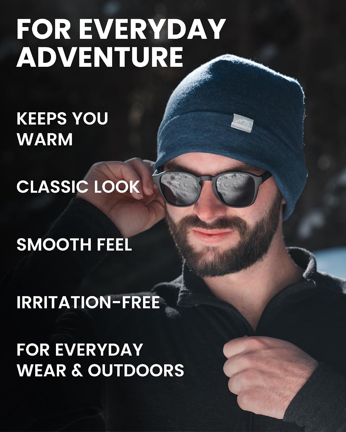 image:image100 Merino Wool Beanie for Women Men Set Adult Skull Cap 175um amp SocksBurgundy