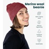 100% Merino Wool Beanie for Women, Men – Set Adult Skull Cap 17.5um & Socks(Burgundy)