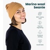 100% Merino Wool Beanie for Women, Men – Set Adult Skull Cap 17.5um & Socks(Camel)