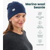 100% Merino Wool Beanie for Women, Men – Set Adult Skull Cap 17.5um & Socks(Deep Navy)