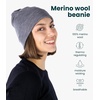 100% Merino Wool Beanie for Women, Men – Set Adult Skull Cap 17.5um & Socks(Grey Melange)