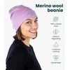 100% Merino Wool Beanie for Women, Men – Set Adult Skull Cap 17.5um & Socks(Heather Lilac)