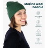 100% Merino Wool Beanie for Women, Men – Set Adult Skull Cap 17.5um & Socks(Olive)