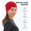 100% Merino Wool Beanie for Women, Men – Set Adult Skull Cap 17.5um & Socks(Red)