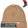 100% Merino Wool Beanie for Women, Men – Set Adult Skull Cap 17.5um & Socks(Camel)