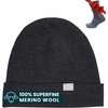100% Merino Wool Beanie for Women, Men – Set Adult Skull Cap 17.5um & Socks(Charcoal Grey)