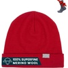100% Merino Wool Beanie for Women, Men – Set Adult Skull Cap 17.5um & Socks(Red)