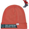 100% Merino Wool Beanie for Women, Men – Set Adult Skull Cap 17.5um & Socks(Rusty Orange)