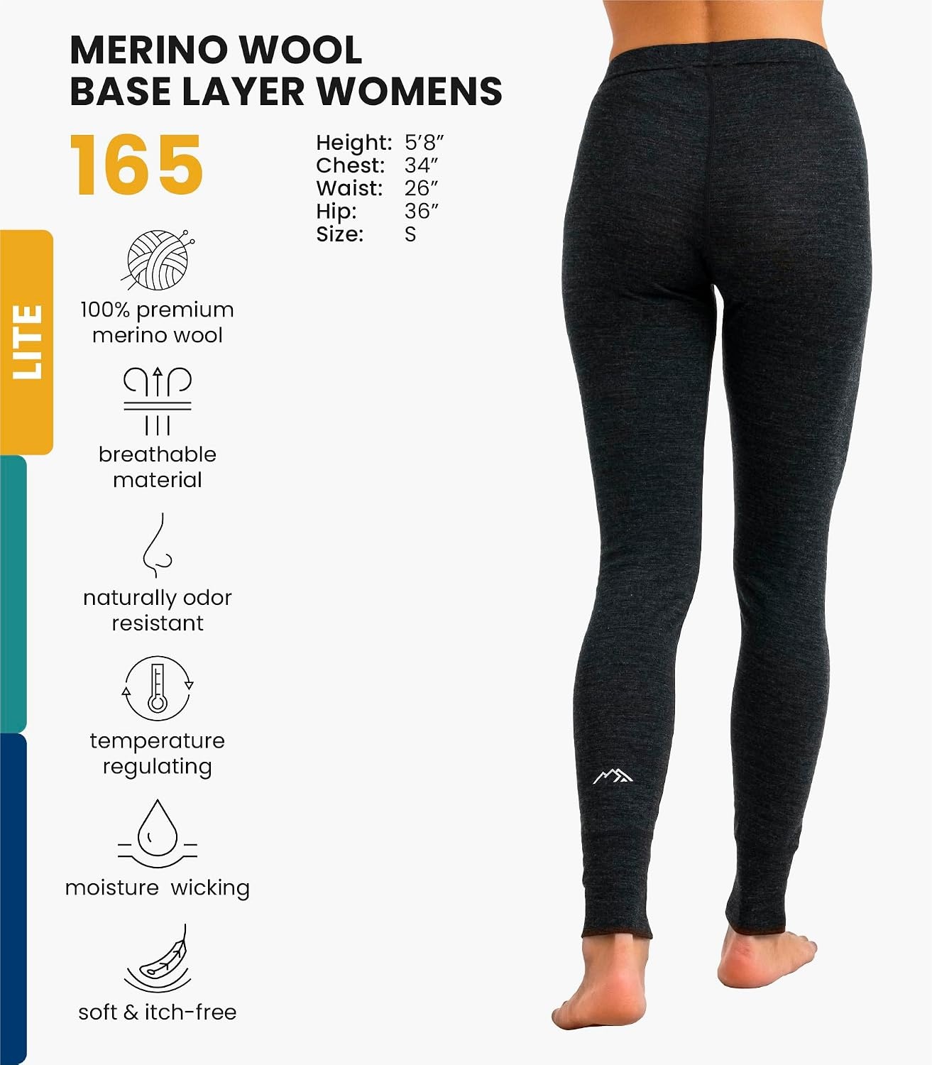image:imageMerinotech 100 Merino Wool Base Layer Women Thermal Leggings Underwear 165 Charcoal Grey