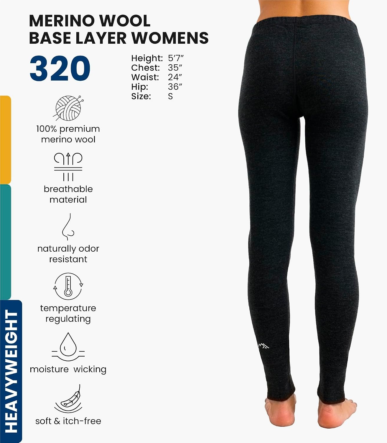 image:imageMerinotech 100 Merino Wool Base Layer Women Thermal Leggings Underwear 320 Charcoal Grey