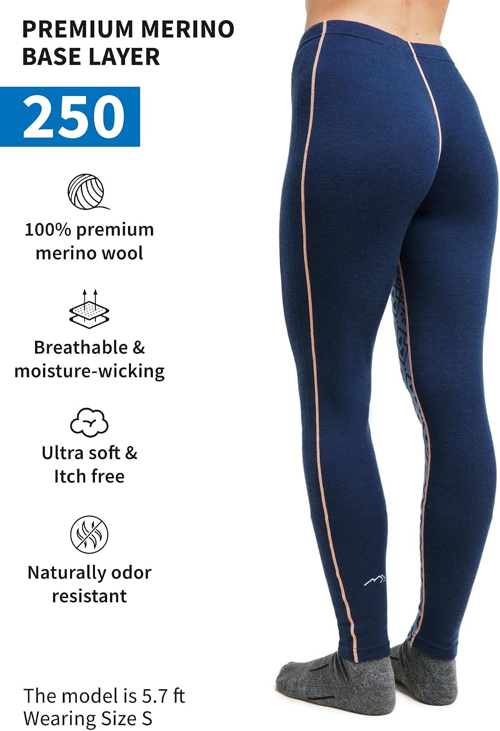 image:imageMerinotech 100 Merino Wool Base Layer Women Thermal Leggings Underwear250 Holiday Lilac