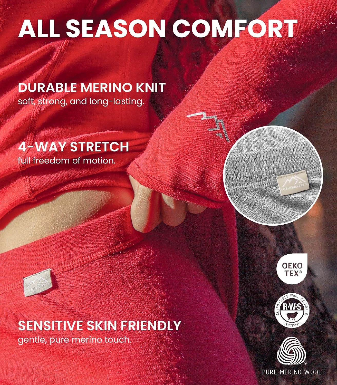 image:imageMerinotech 100 Merino Wool Base Layer Women Thermal Leggings Underwear250 Holiday Lilac