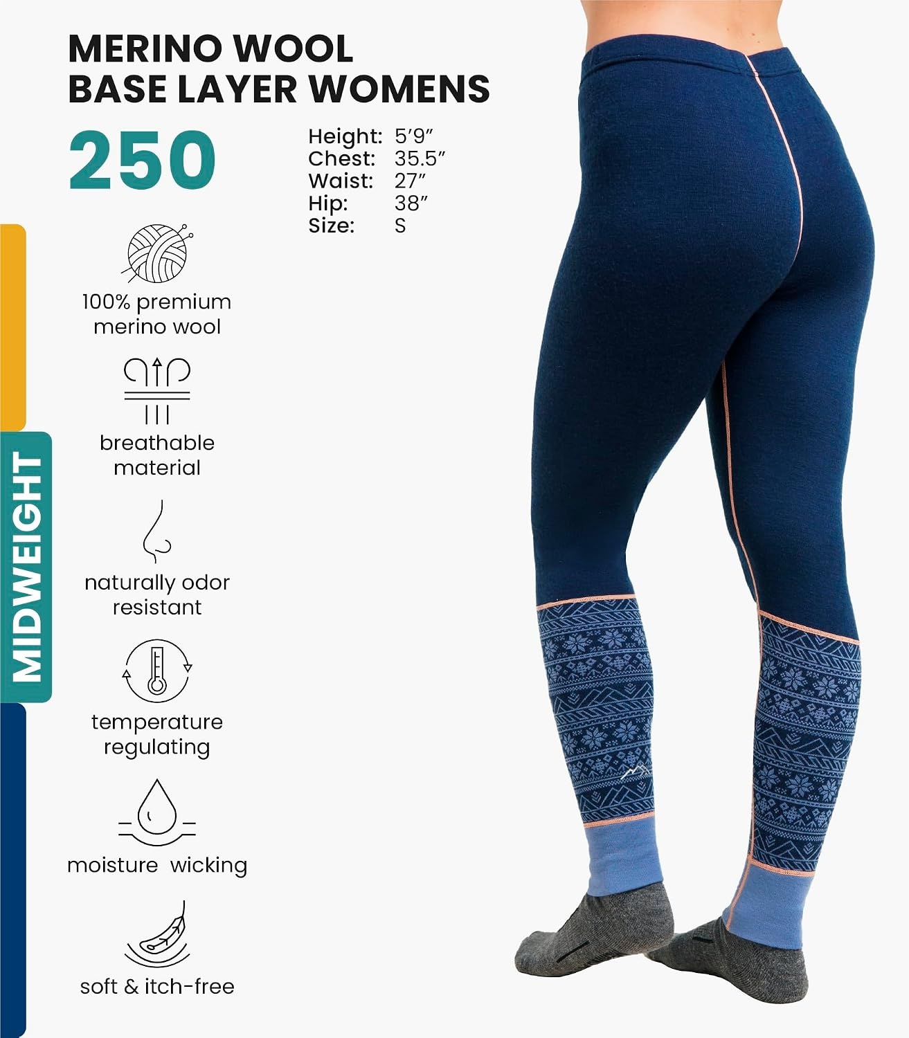 image:imageMerinotech 100 Merino Wool Base Layer Women Thermal Leggings Underwear250 Nordic Tale Berry