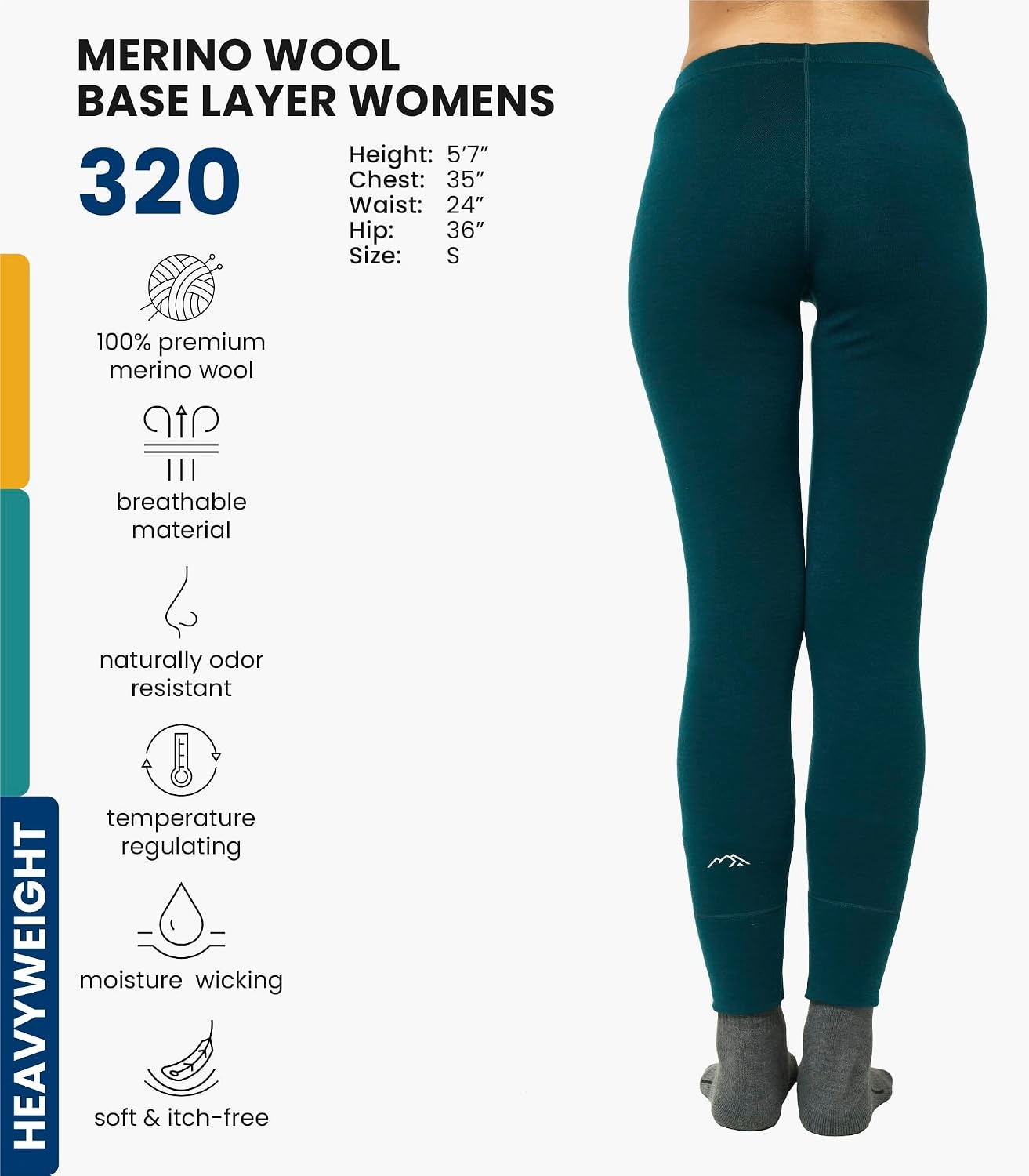 image:imageMerinotech 100 Merino Wool Base Layer Women Thermal Leggings Underwear320 Deep Teal