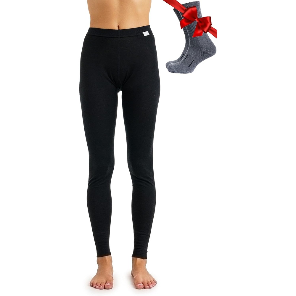 image:imageMerinotech 100 Merino Wool Base Layer Women Thermal Leggings Underwear 165 Black