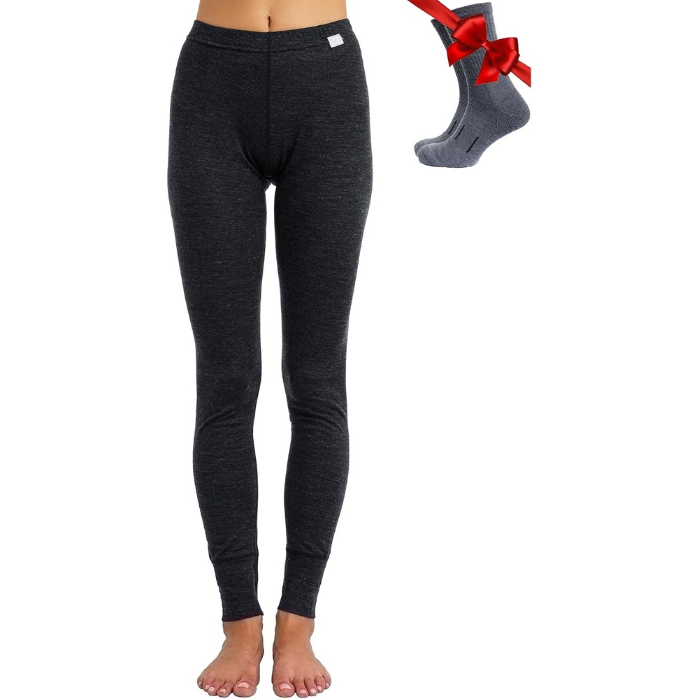 image:imageMerinotech 100 Merino Wool Base Layer Women Thermal Leggings Underwear 165 Heathered Black