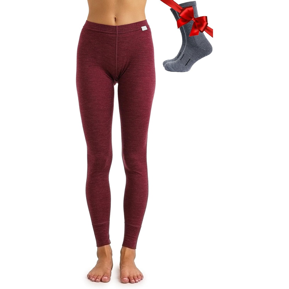 image:imageMerinotech 100 Merino Wool Base Layer Women Thermal Leggings Underwear165 Burgundy