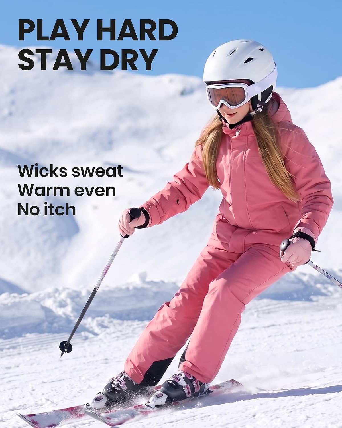 image:imageMerinotech 100 Merino Wool Kids Long Sleeve Turtleneck Thermal Base Layer260 Pink