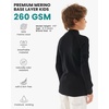Merino.tech 100% Merino Wool Kids Long Sleeve Turtleneck Thermal Base Layer(260 Black)