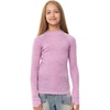 Merino.tech 100% Merino Wool Kids Long Sleeve Turtleneck Thermal Base Layer(260 Heather Lilac)