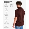 Merino.tech 100% Merino Wool Polo Shirt Men Quarter Zip Long, Short Sleeve(Bordo)