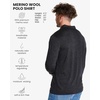 Merino.tech 100% Merino Wool Polo Shirt Men Quarter Zip Long, Short Sleeve(Charcoal Grey Long)