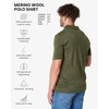 Merino.tech 100% Merino Wool Polo Shirt Men Quarter Zip Long, Short Sleeve(Dark Olive)