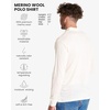 Merino.tech 100% Merino Wool Polo Shirt Men Quarter Zip Long, Short Sleeve(Natural White Long)