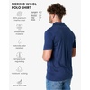 Merino.tech 100% Merino Wool Polo Shirt Men Quarter Zip Long, Short Sleeve(Navy)