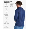 Merino.tech 100% Merino Wool Polo Shirt Men Quarter Zip Long, Short Sleeve(Navy Long)